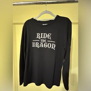 Gildan Black Long Sleeve with White 'Ride the Dragon' Graphic